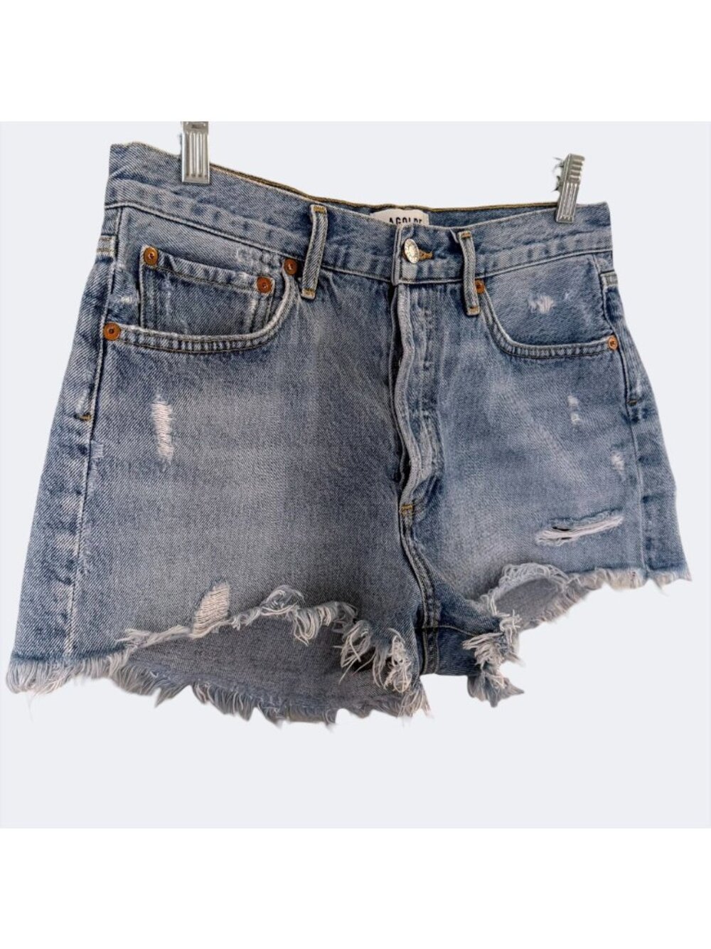 Agolde Parker Vintage Cut-Off Denim Short Women's 27 High-Rise Distressed - Picture 3 of 11